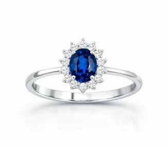 Anello da donna Davite&Delucchi con zaffiro e diamanti naturali, un gioiello di lusso perfetto per un'idea regalo preziosa.