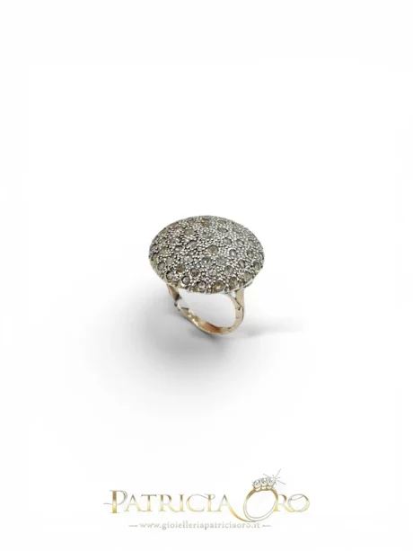 Anello Stile Antico Toppe Siciliane in Oro 375 e Diamanti