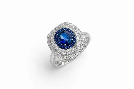 Anello Zaffiro e Diamanti in Oro Bianco 18kt Davite&Delucchi