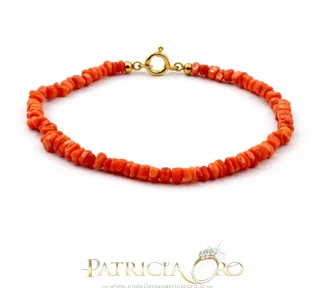 Bracciale in corallo Sciacca con chiusura argento 925, forma sassi, artigianale