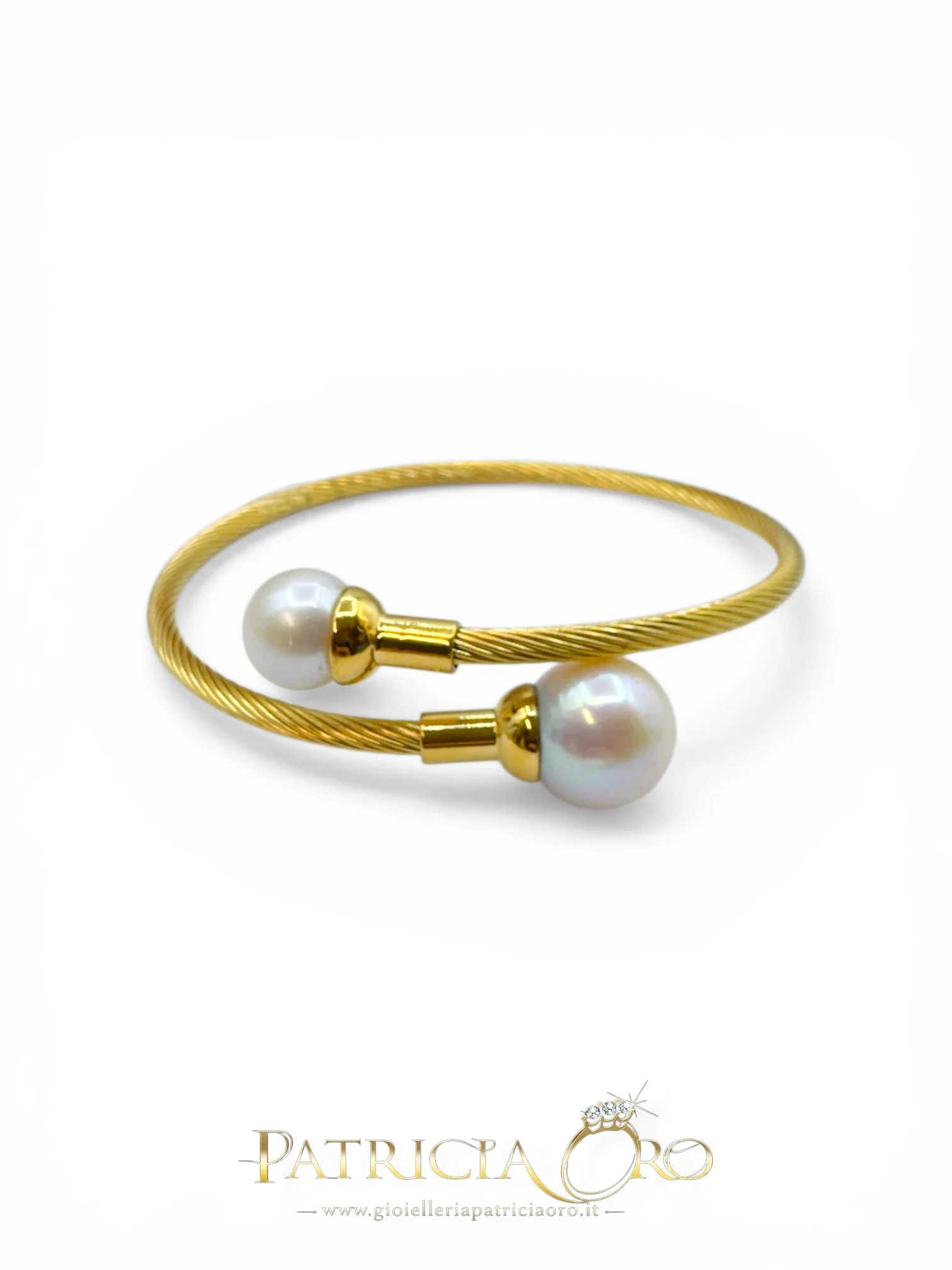 Bracciale Rigido con Perle Patricia Oro Creations - Gioiello di Lusso Bracciale rigido donna Patricia Oro Creations con perle coltivate, design elegante e lussuoso.