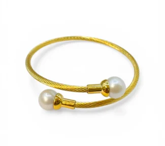 Bracciale rigido donna Patricia Oro Creations con perle coltivate, design elegante e lussuoso.