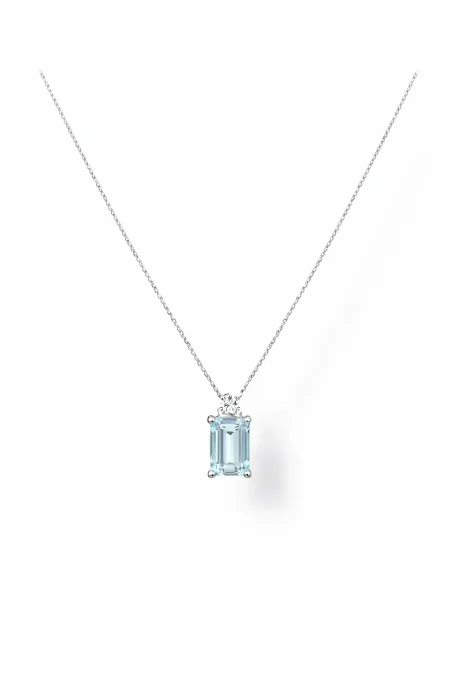 Collana Acqua Marina e Diamanti in Oro Bianco 750 Davite&Delucchi