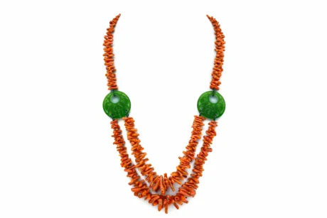 Collana Donna in Corallo Sciacca e Giada Verde