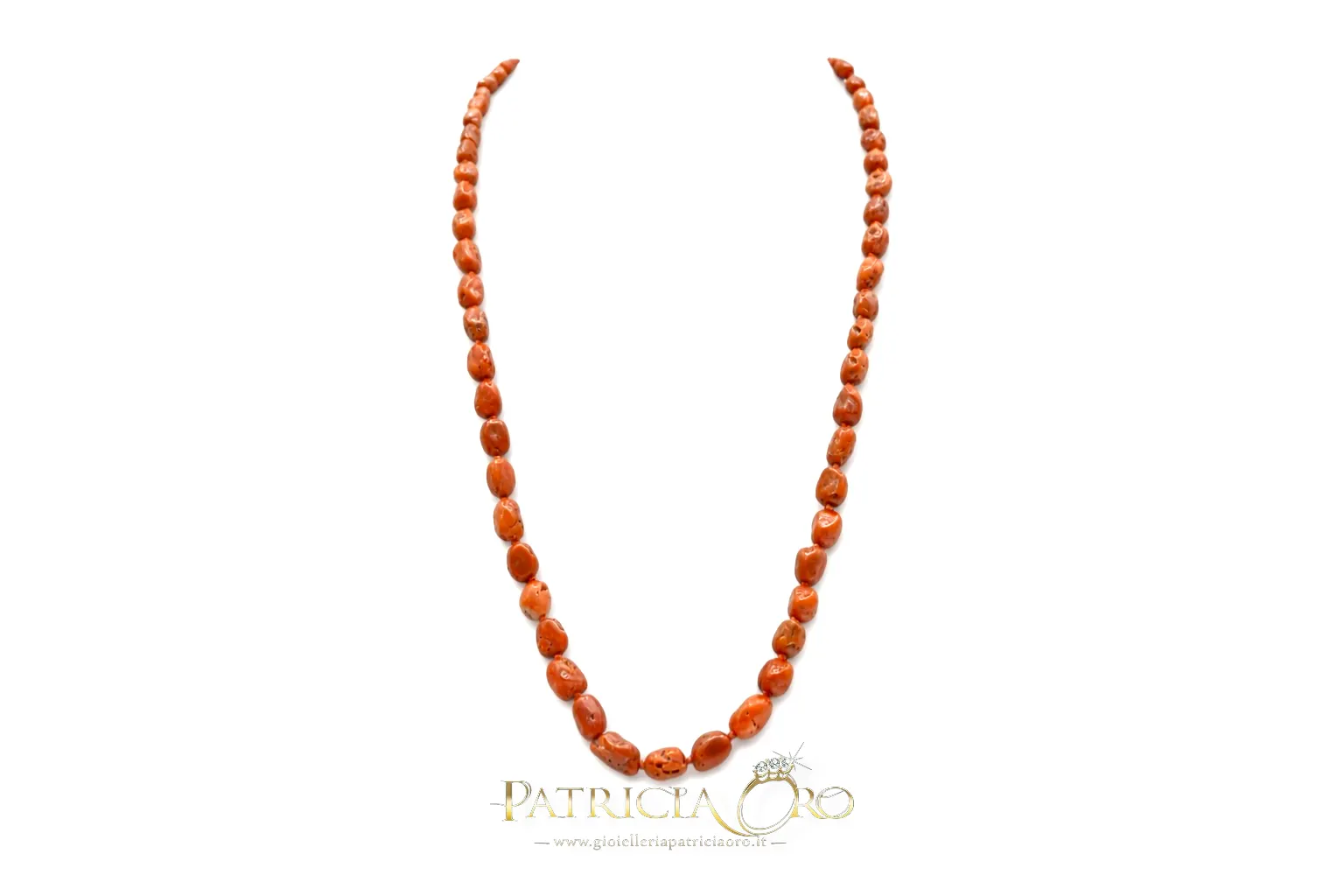Splendida Collana Corallo Sciacca Sassi di Patricia Oro Creations, un gioiello made in italy di alta gioielleria, perfetto per un'idea regalo preziosa.