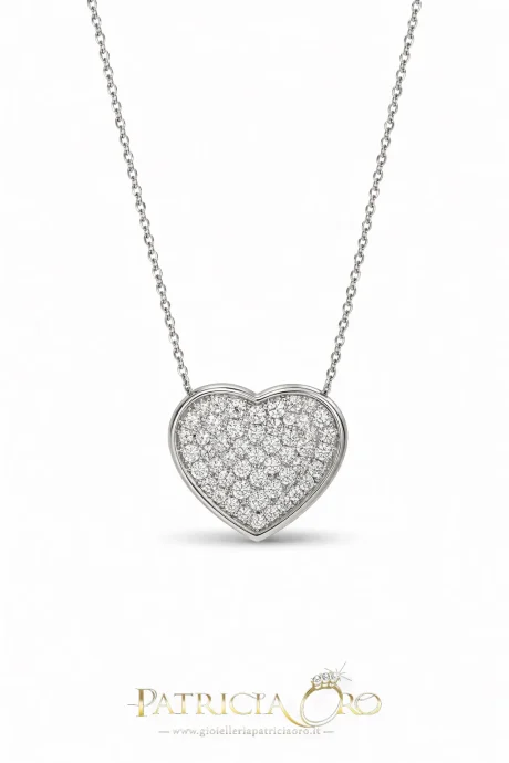 Collana Cuore in Oro Bianco 750 e Diamanti Davite & Delucchi