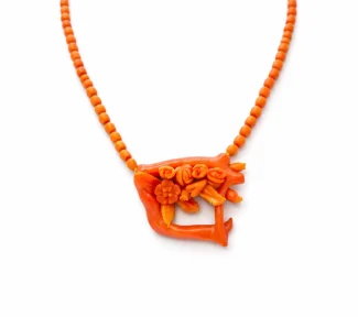 Collana Creola con corallo, gioielli made in italy, un capolavoro di Patricia Oro Creations.