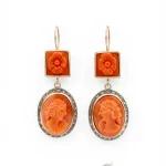 Orecchini Corallo Sciacca Rose Coronè Oro 375 artigianali