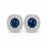 Splendidi orecchini da donna Davite&Delucchi in oro 18 carati con zaffiri e diamanti, un'eccellenza di gioielli diamanti per un'eleganza senza tempo. (Vista 2)