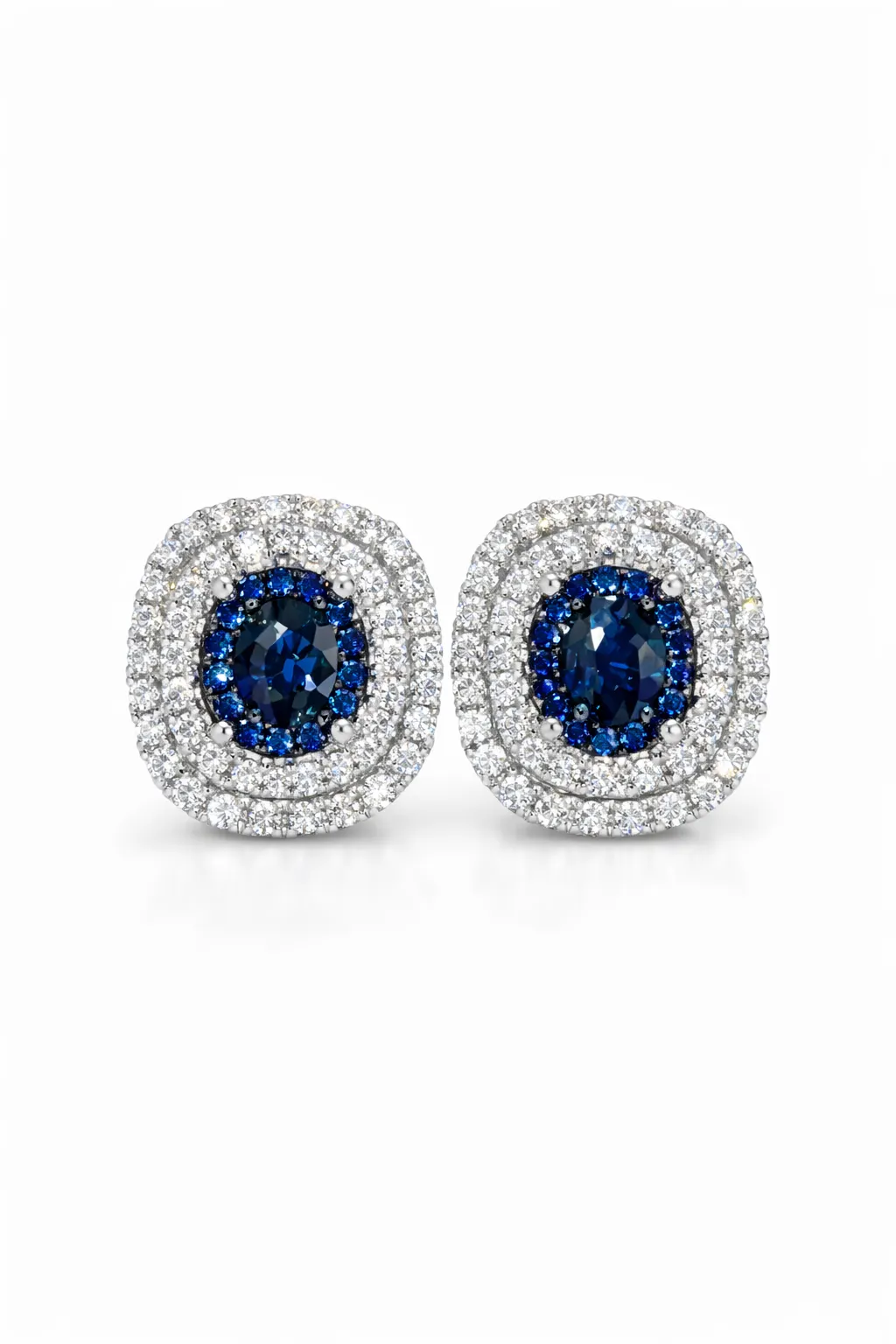 Splendidi orecchini da donna Davite&Delucchi in oro 18 carati con zaffiri e diamanti, un'eccellenza di gioielli diamanti per un'eleganza senza tempo. (Vista 2)