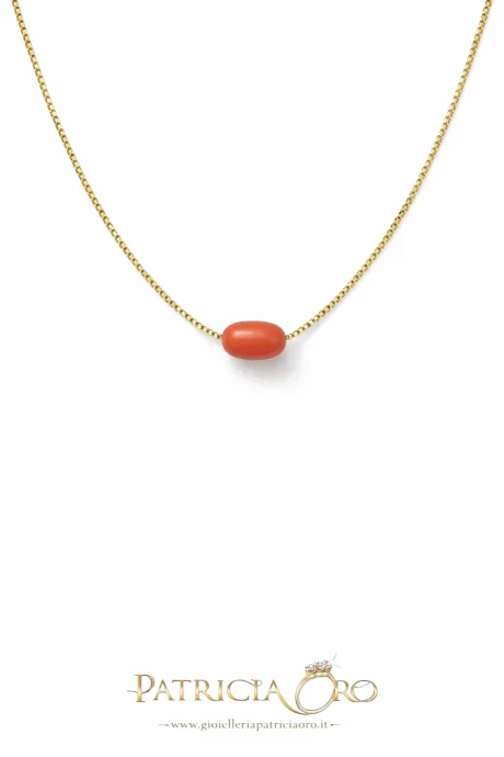 Collana Girocollo Corallo Sciacca Oro 18k Catena Veneziana