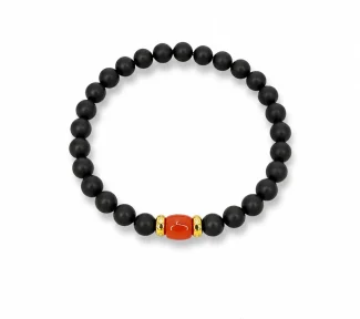 Bracciale uomo con corallo e onice