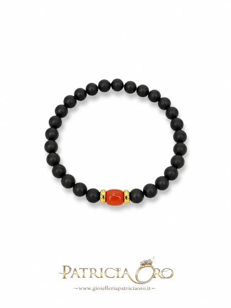 Bracciale Uomo Corallo Sciacca e Onice Satinata