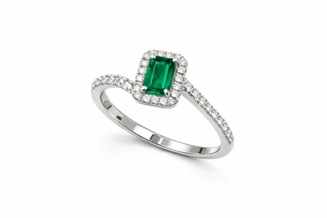 Anello Smeraldo e Diamanti Oro Bianco Davite Delucchi