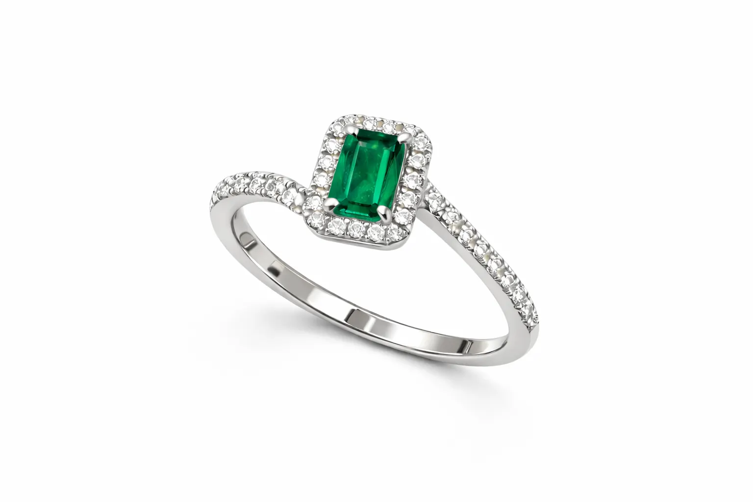 anello donna con smeraldo e diamanti