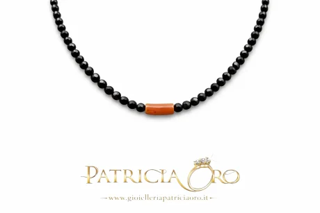 Collana Girocollo Uomo Corallo Sciacca e Onice