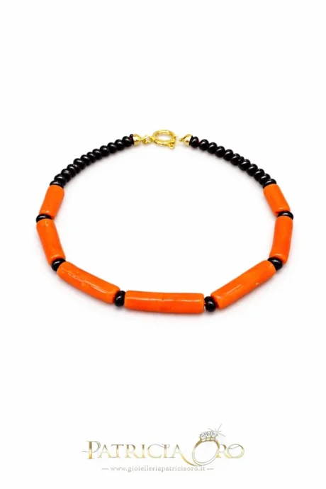 Bracciale uomo Corallo Sciacca e Onice Argento 925