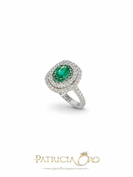 Anello donna Smeraldo e Diamanti Oro Bianco 18kt Davite e Delucchi