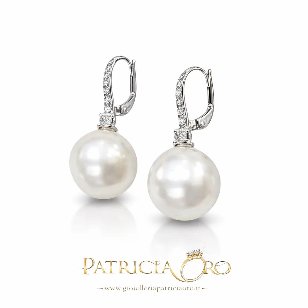 Orecchini donna con perle e diamanti