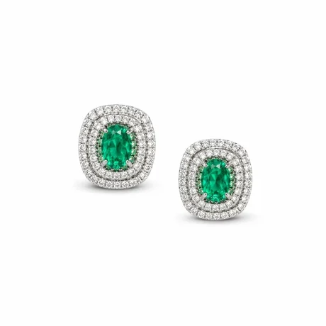 Orecchini Smeraldo e Diamanti Oro Bianco 18kt Davite&Delucchi