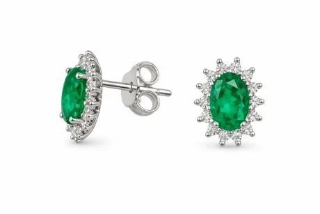 Orecchini Smeraldo e Diamanti Oro Bianco 18kt Davite & Delucchi