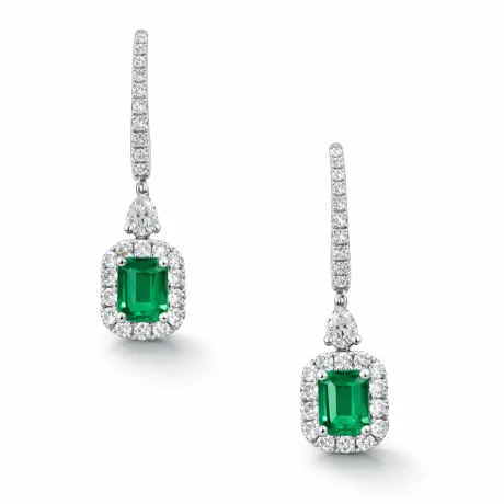 Orecchini a clip Smeraldo e Diamanti Oro Bianco 18kt Davite & Delucchi