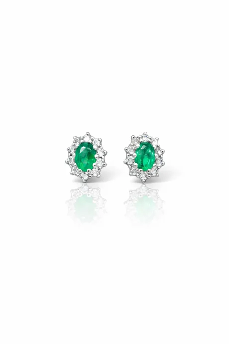 Orecchini Davite&Delucchi con Smeraldo e Diamanti in Oro Bianco 18kt