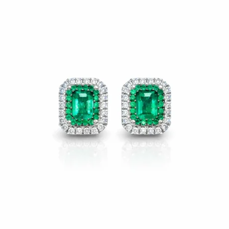 Orecchini con Smeraldo e Diamanti Oro Bianco 18kt Davite & Delucchi