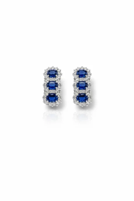 Orecchini Trilogy Zaffiro e Diamanti in Oro Bianco 18kt