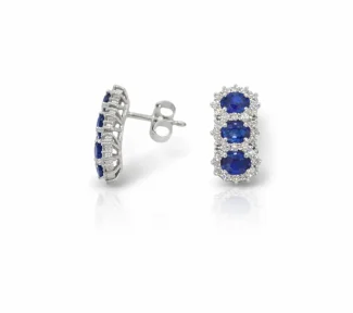 Orecchini Trilogy con Zaffiro e Diamanti in Oro