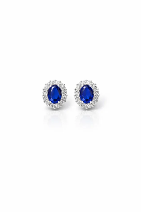 Orecchini con Zaffiro e Diamanti Davite&Delucchi Oro Bianco 18kt