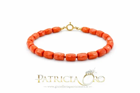 Bracciale in Corallo Sciacca con Oro Barilotti Sfaccettati