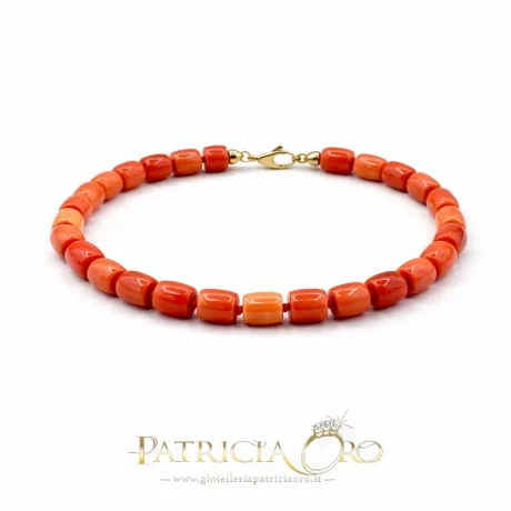 Bracciale Corallo Sciacca Oro 750 Barilotto Liscio