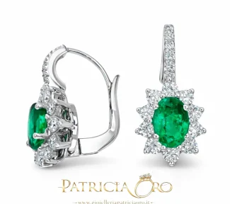 Orecchini donna con Smeraldo e Diamanti In Oro