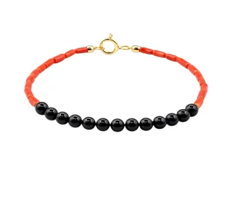 Bracciale uomo con corallo e onice