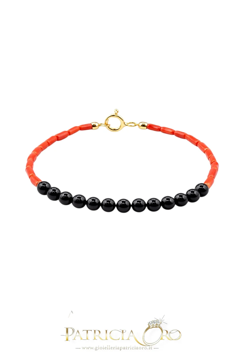 Bracciale uomo con corallo e onice