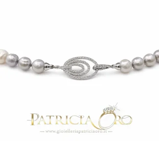 Collana donna con Perle sferiche grigie e perle barocche
