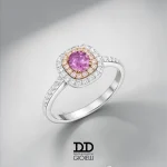 Anello donna con zaffiro rosa naturale e diamanti