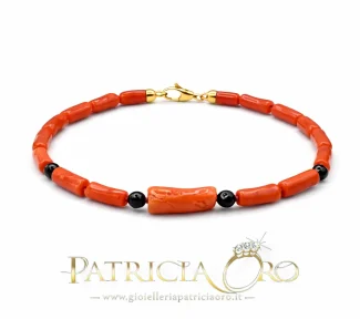 Bracciale uomo con corallo naturale