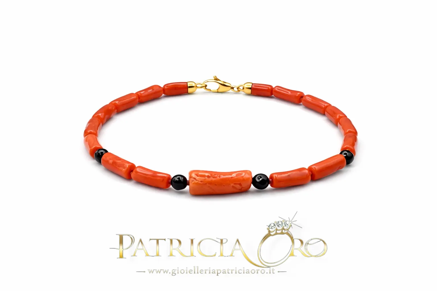 Bracciale uomo con corallo naturale