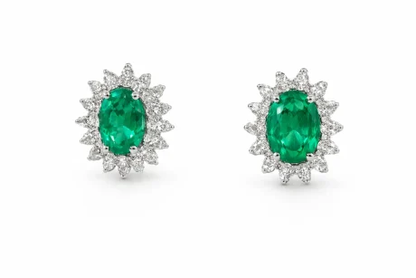 Orecchini con Smeraldo e Diamanti Davite&Delucchi in Oro Bianco 18kt