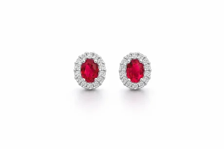 Orecchini con Rubino e Diamanti in Oro Bianco 18kt Davite & Delucchi