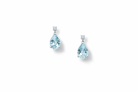 Orecchini Acquamarina e Diamanti in Oro Bianco 750