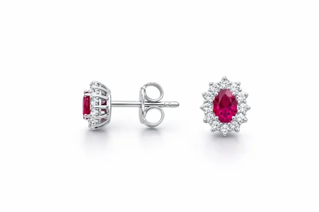 Orecchini Rubino e Diamanti in Oro Bianco 18kt Davite & Delucchi