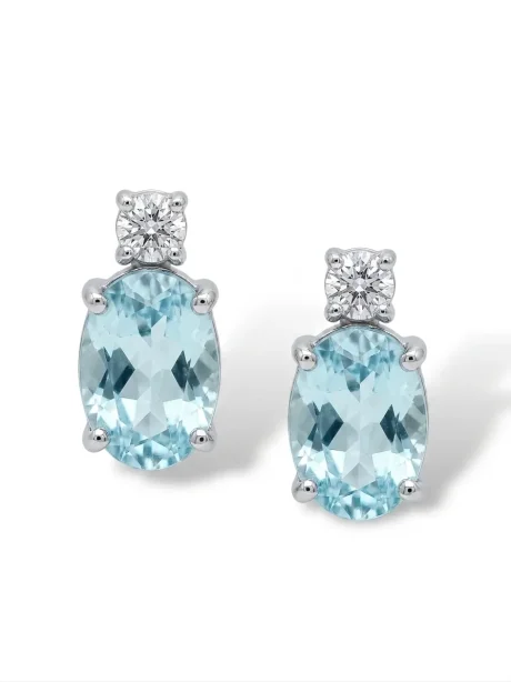 Orecchini Davite & Delucchi Acquamarina e Diamanti Oro Bianco 18kt