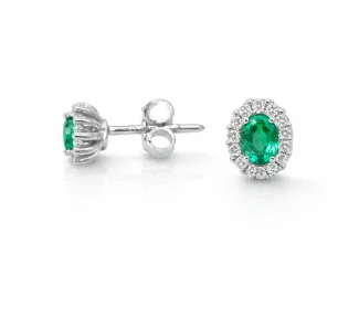 Orecchini smeraldo diamanti Davite&Delucchi oro bianco 750 certificati