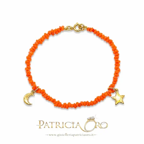 Bracciale in Corallo Sciacca con Ciondoli Portafortuna in Argento 925