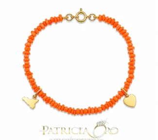 Bracciale Donna in Corallo Sciacca con Ciondoli Portafortuna