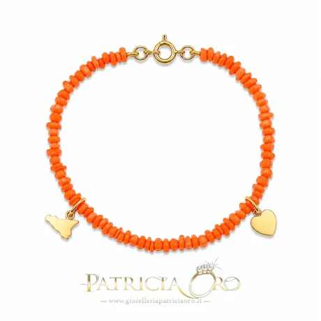 Bracciale Donna in Corallo Sciacca con Ciondoli Portafortuna