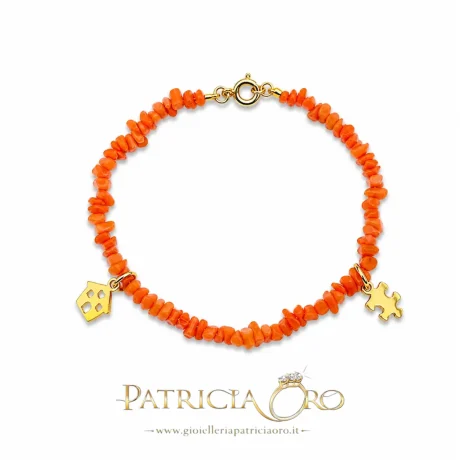 Bracciale Donna in Corallo Sciacca con Ciondoli Portafortuna